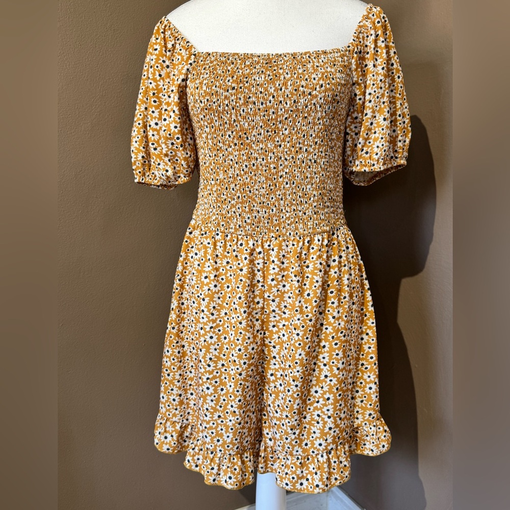 Yellow Smocked Tube Top Wide Leg Shorts Romper